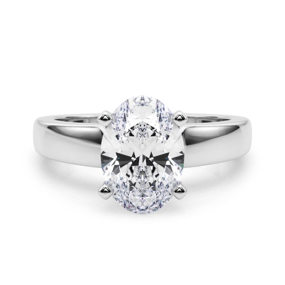 Radiant Solitaire Round Diamond Engagement Ring — 9K/18K Gold & Platinum
