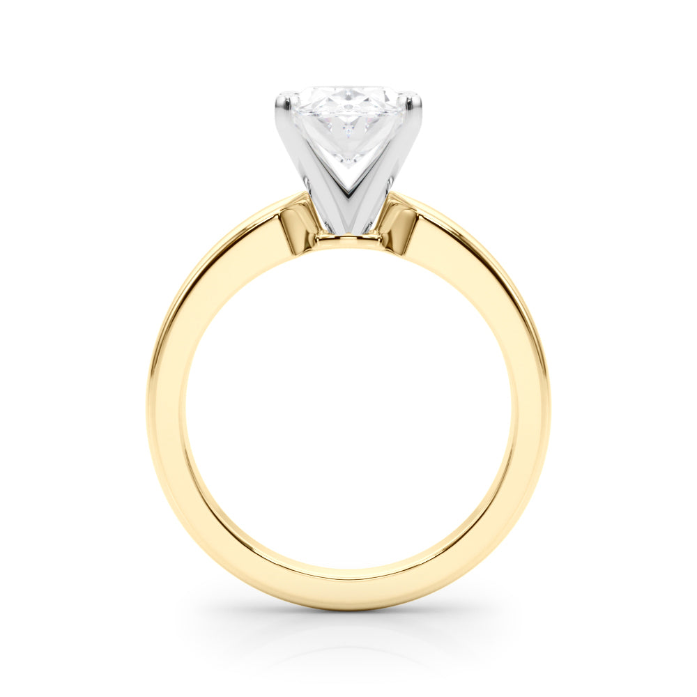 Radiant Solitaire Round Diamond Engagement Ring — 9K/18K Gold & Platinum