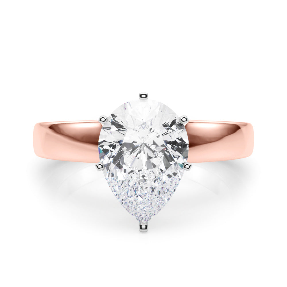 Radiant Solitaire Round Diamond Engagement Ring — 9K/18K Gold & Platinum