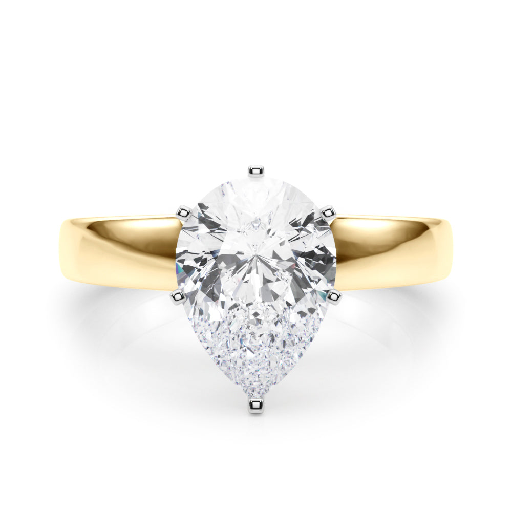 Radiant Solitaire Round Diamond Engagement Ring — 9K/18K Gold & Platinum