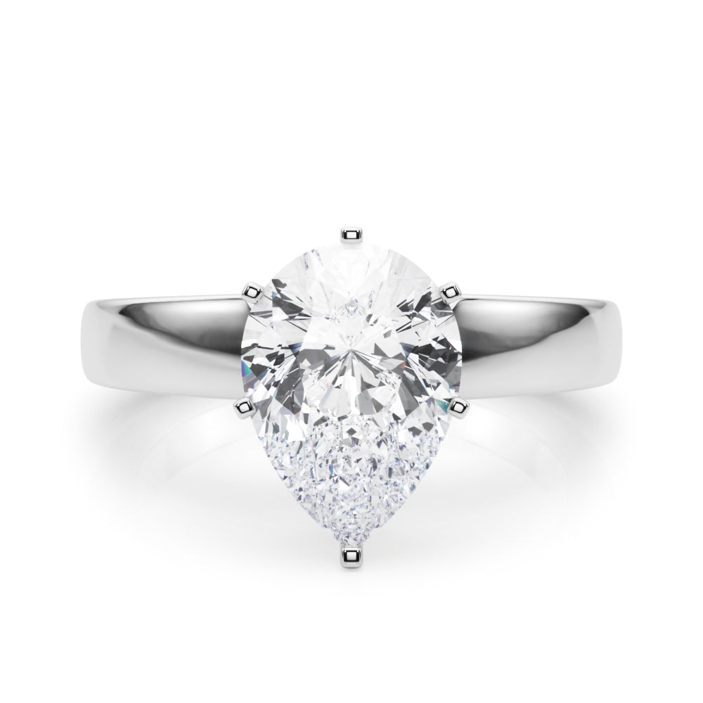 Radiant Solitaire Round Diamond Engagement Ring — 9K/18K Gold & Platinum