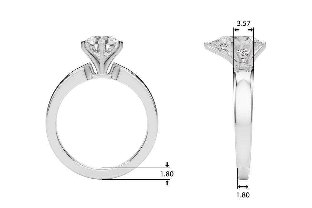 Radiant Solitaire Round Diamond Engagement Ring — 9K/18K Gold & Platinum