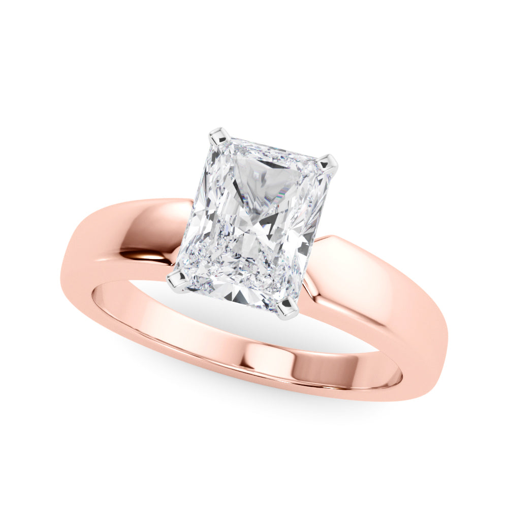 Radiant Solitaire Round Diamond Engagement Ring — 9K/18K Gold & Platinum