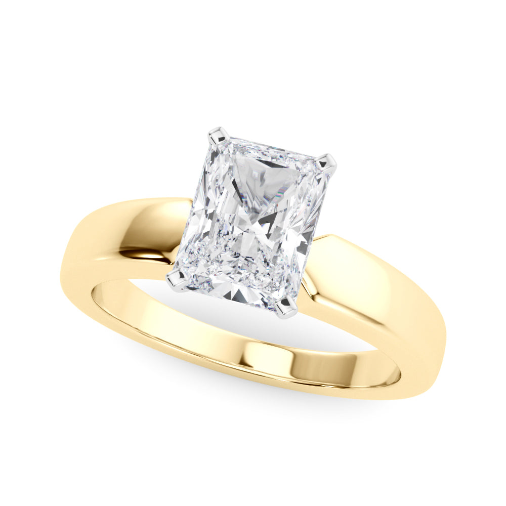 Radiant Solitaire Round Diamond Engagement Ring — 9K/18K Gold & Platinum