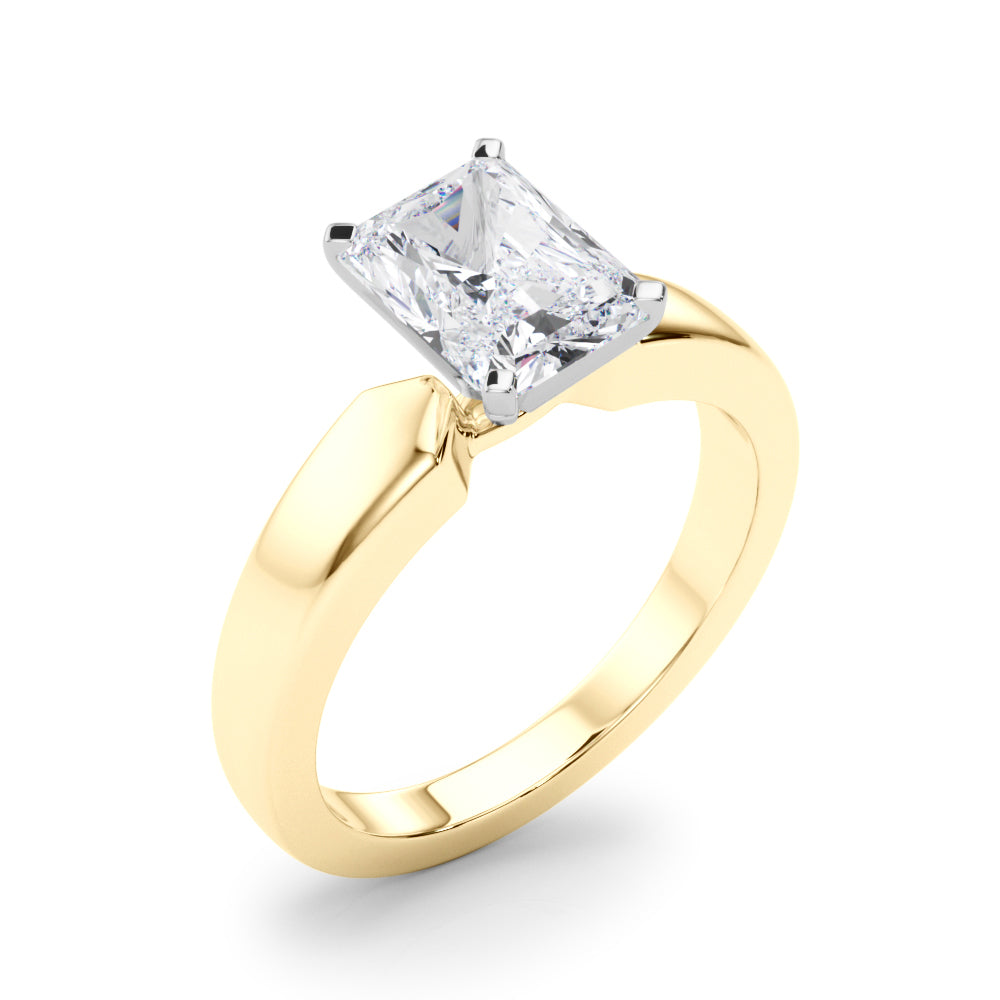 Radiant Solitaire Round Diamond Engagement Ring — 9K/18K Gold & Platinum