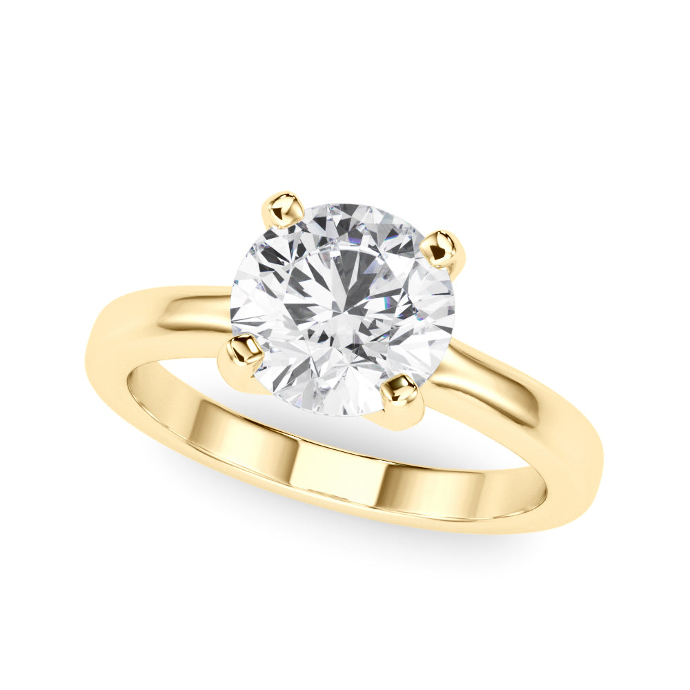 Brilliant Solitaire Round Diamond Engagement Ring — 9K/18K Gold & Platinum