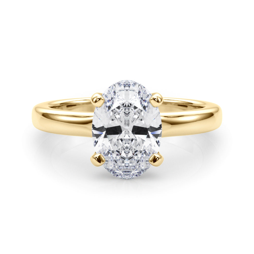 Majestic Solitaire Oval Diamond Engagement Ring — 9K/18K Gold & Platinum