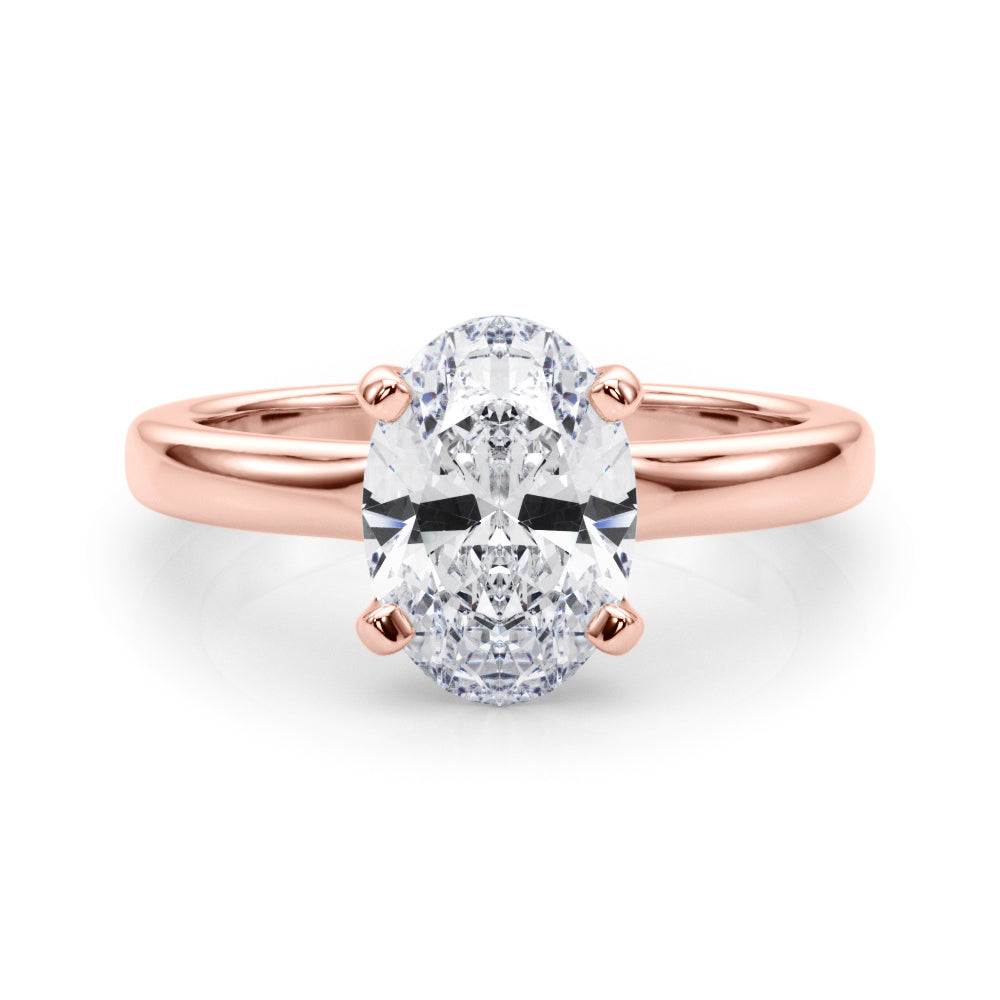 Majestic Solitaire Oval Diamond Engagement Ring — 9K/18K Gold & Platinum