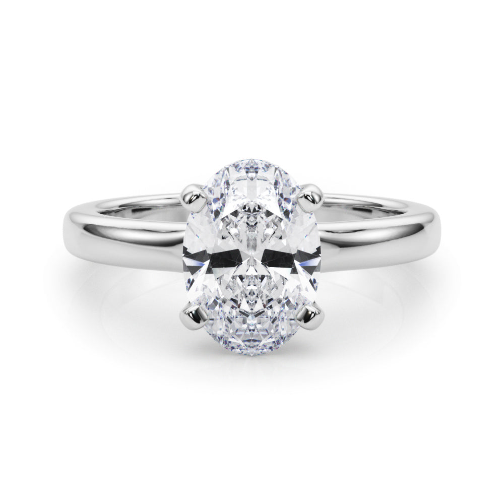 Majestic Solitaire Oval Diamond Engagement Ring — 9K/18K Gold & Platinum