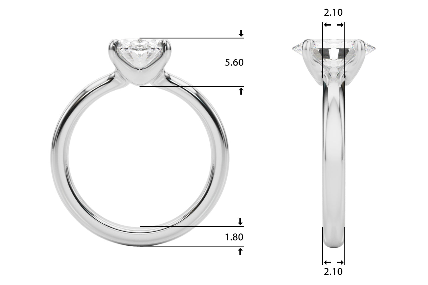 Majestic Solitaire Oval Diamond Engagement Ring — 9K/18K Gold & Platinum
