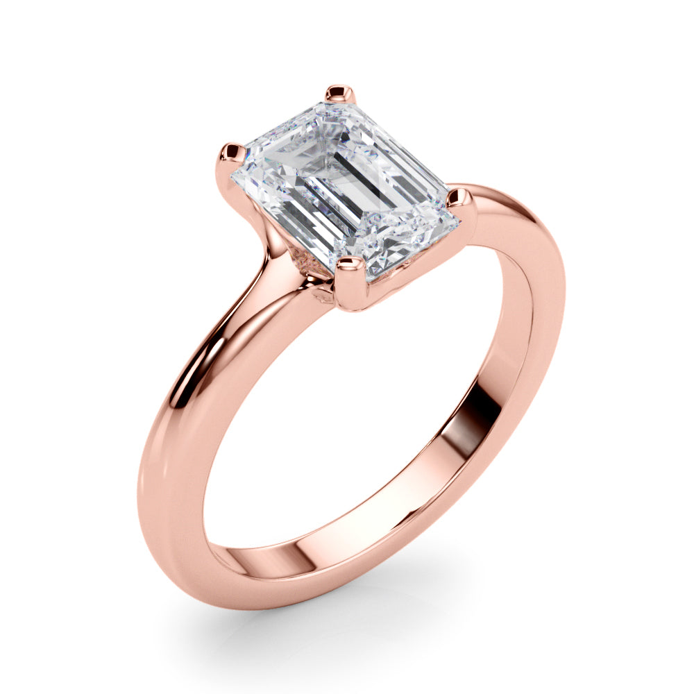 Sculpted Solitaire Cut Emerald Diamond Engagement Ring — 9K/18K Gold & Platinum