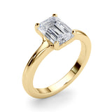 Sculpted Solitaire Cut Emerald Diamond Engagement Ring — 9K/18K Gold & Platinum