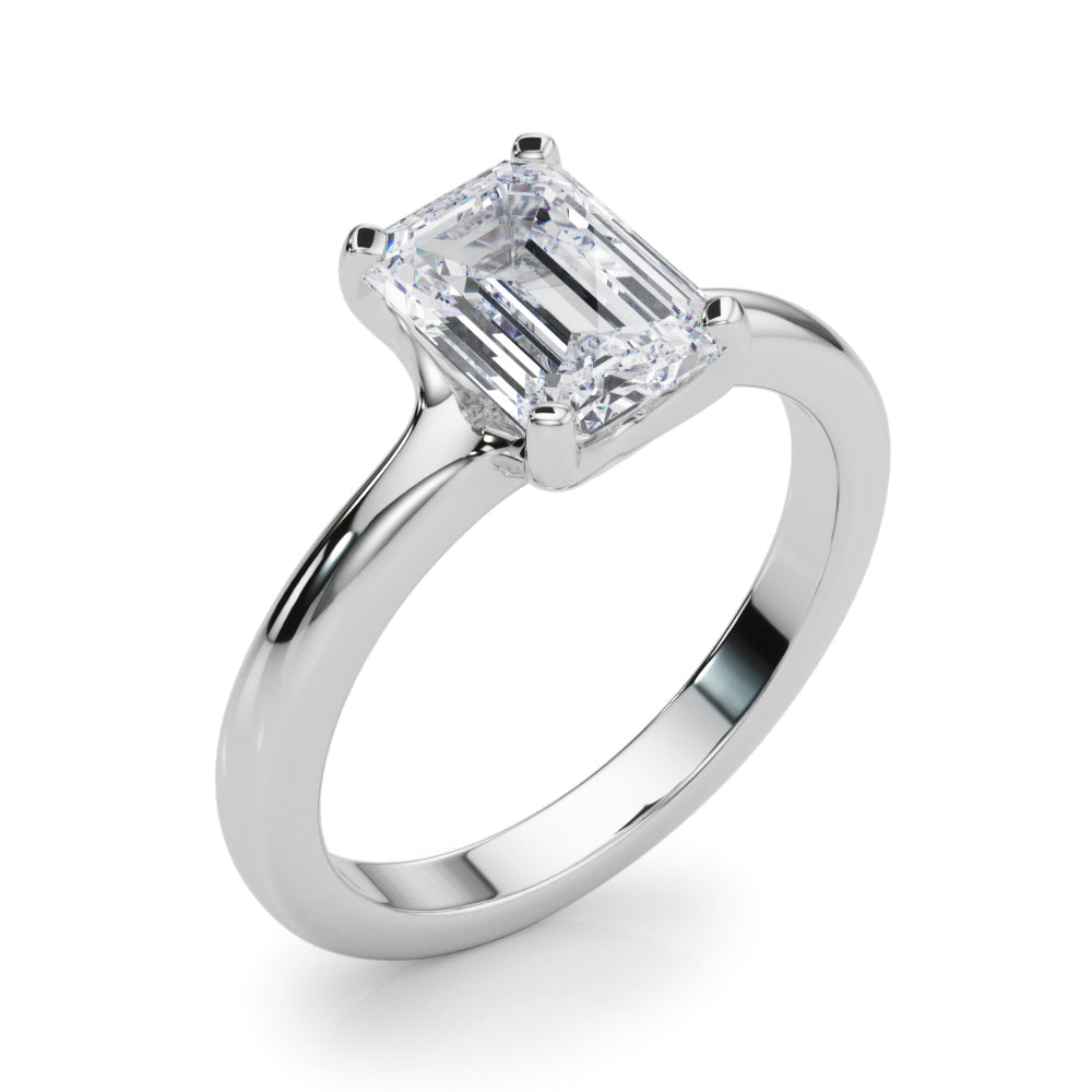Sculpted Solitaire Cut Emerald Diamond Engagement Ring — 9K/18K Gold & Platinum