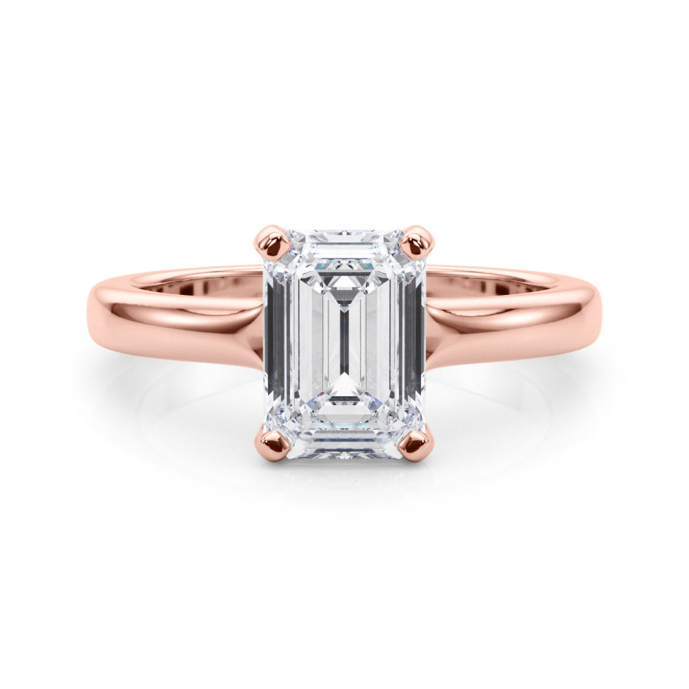 Sculpted Solitaire Cut Emerald Diamond Engagement Ring — 9K/18K Gold & Platinum