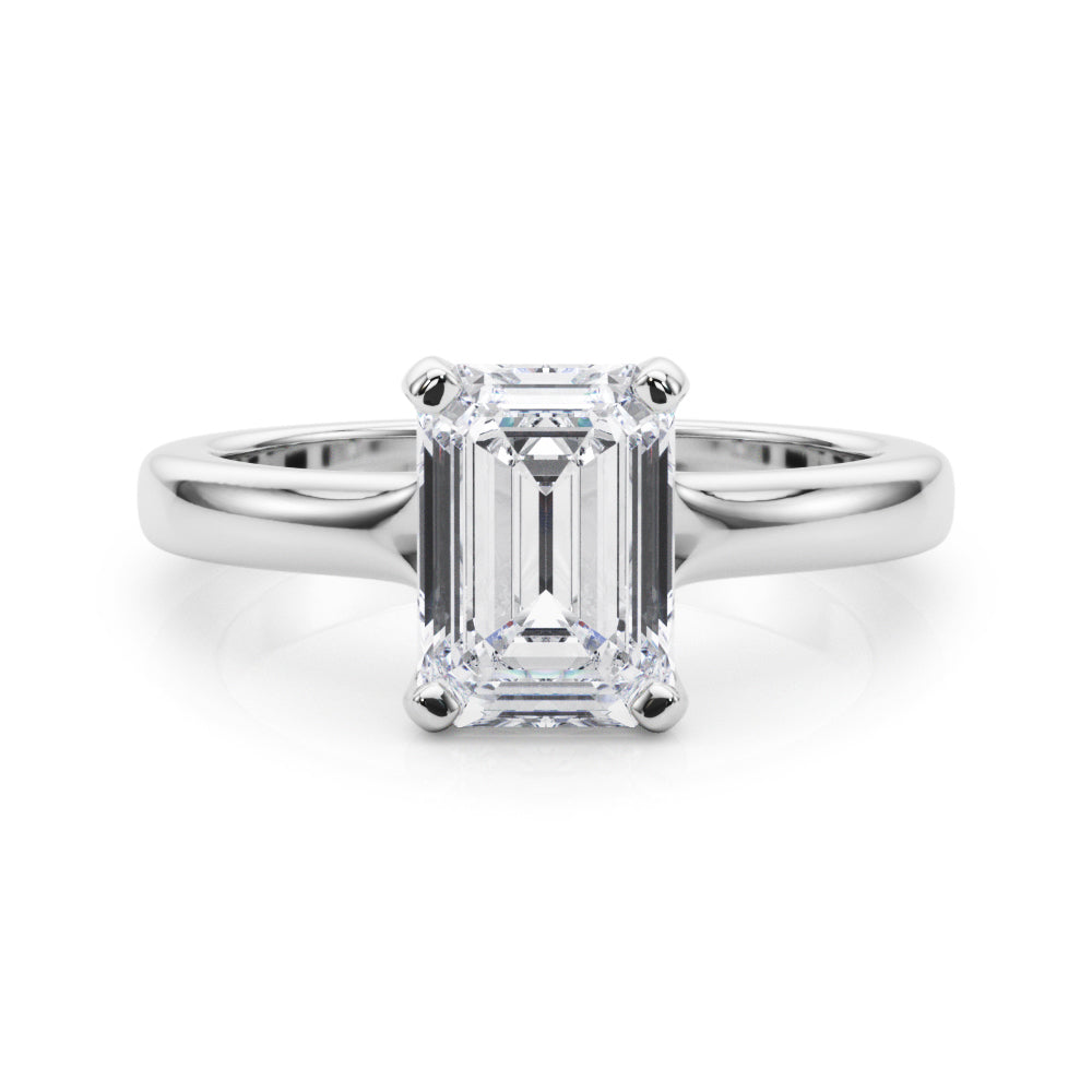 Sculpted Solitaire Cut Emerald Diamond Engagement Ring — 9K/18K Gold & Platinum