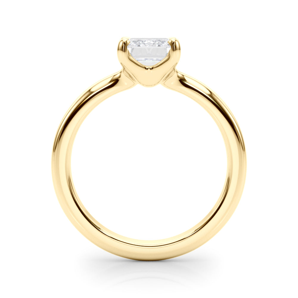 Sculpted Solitaire Cut Emerald Diamond Engagement Ring — 9K/18K Gold & Platinum