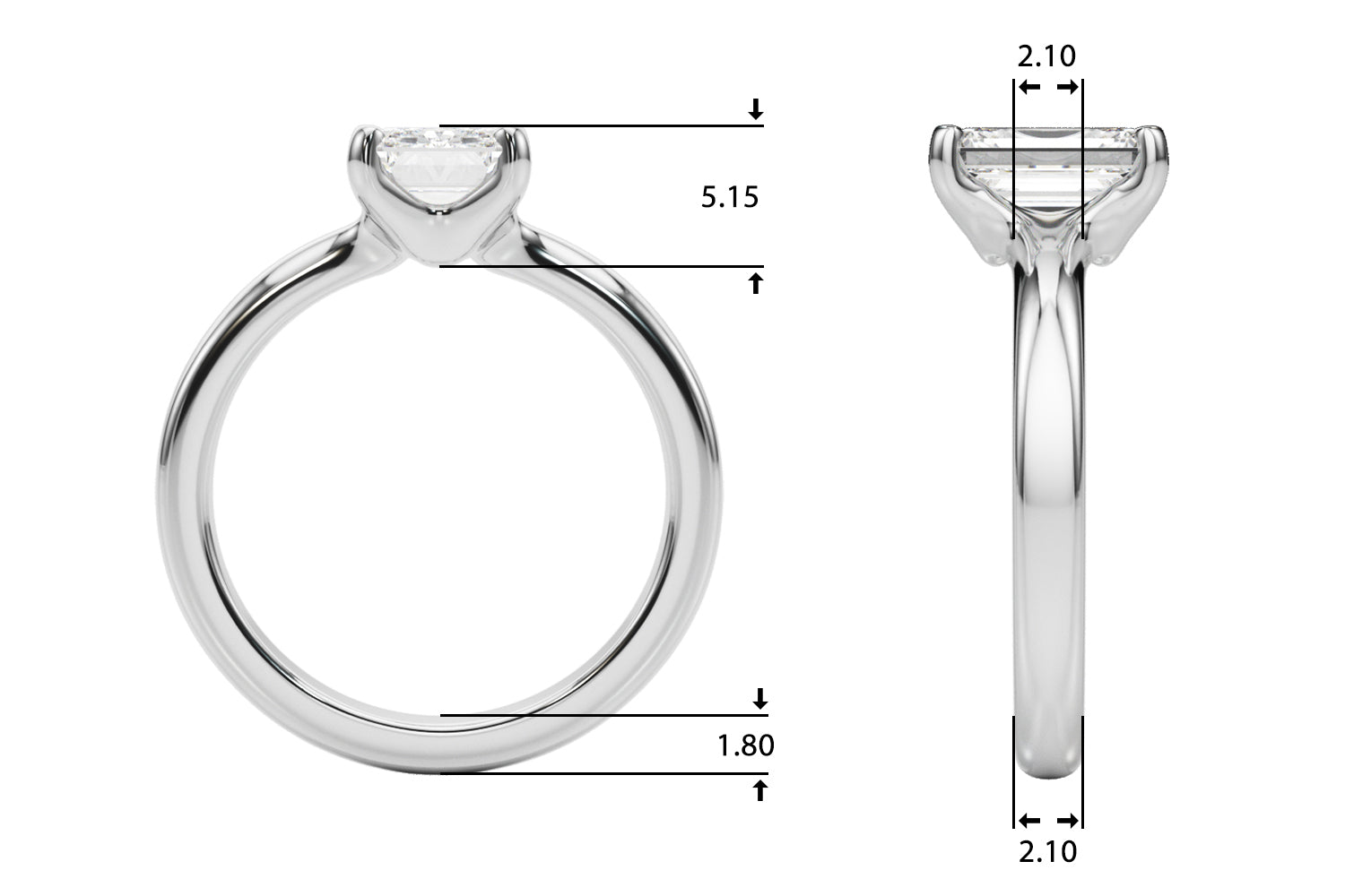 Sculpted Solitaire Cut Emerald Diamond Engagement Ring — 9K/18K Gold & Platinum