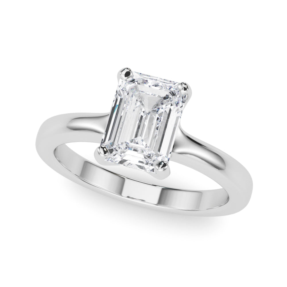 Sculpted Solitaire Cut Emerald Diamond Engagement Ring — 9K/18K Gold & Platinum