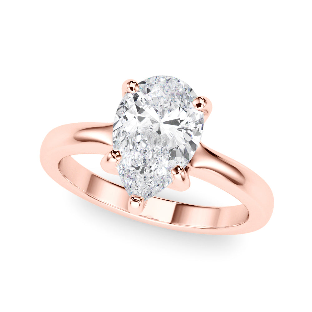 Couture Solitaire Shape Pear Diamond Engagement Ring — 9K/18K Gold & Platinum