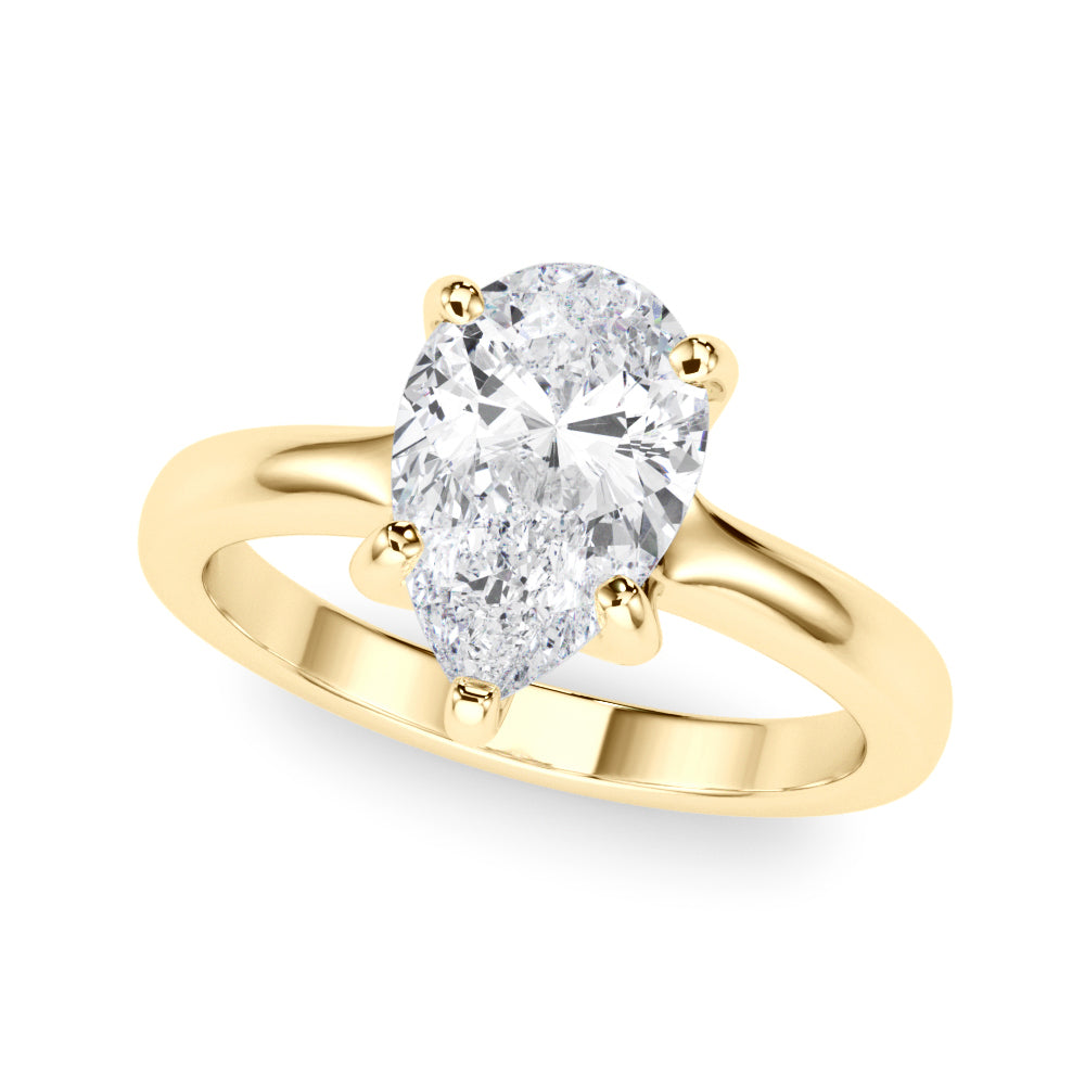 Couture Solitaire Shape Pear Diamond Engagement Ring — 9K/18K Gold & Platinum