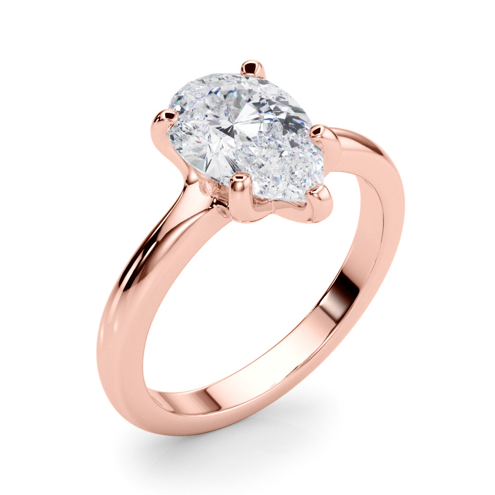 Couture Solitaire Shape Pear Diamond Engagement Ring — 9K/18K Gold & Platinum