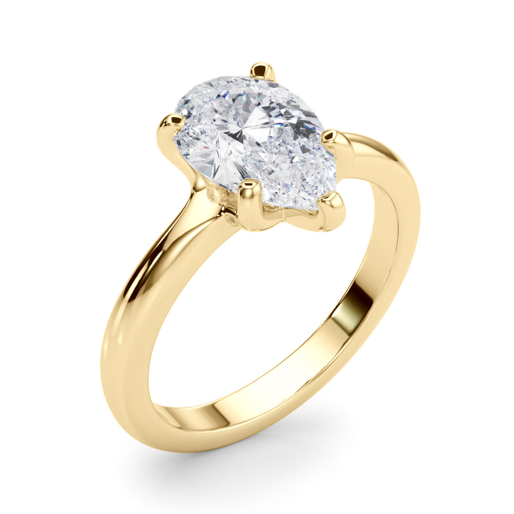 Couture Solitaire Shape Pear Diamond Engagement Ring — 9K/18K Gold & Platinum