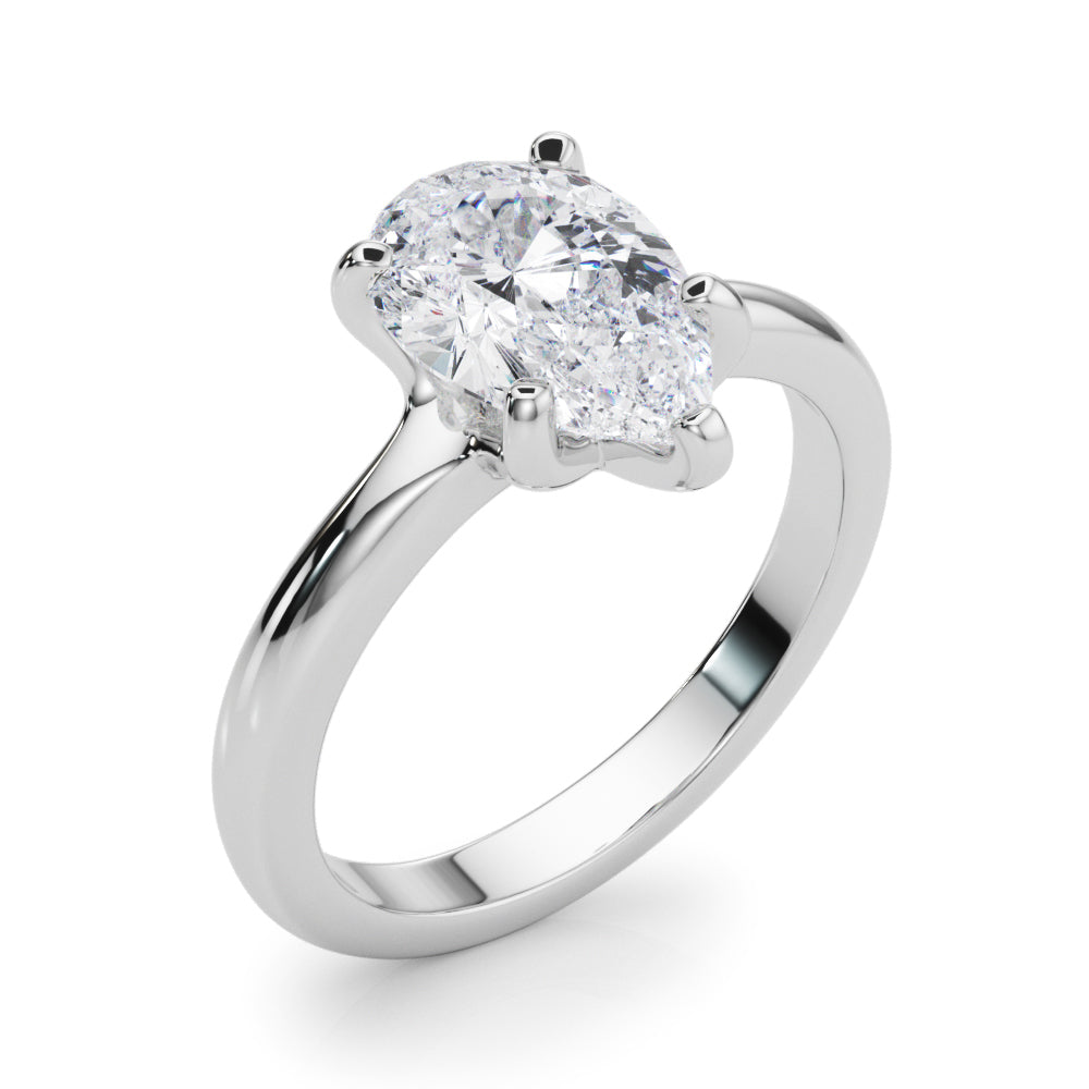 Couture Solitaire Shape Pear Diamond Engagement Ring — 9K/18K Gold & Platinum