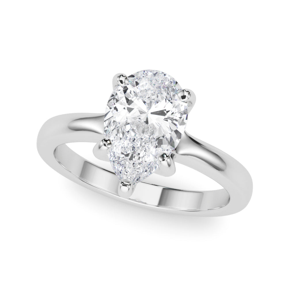 Couture Solitaire Shape Pear Diamond Engagement Ring — 9K/18K Gold & Platinum