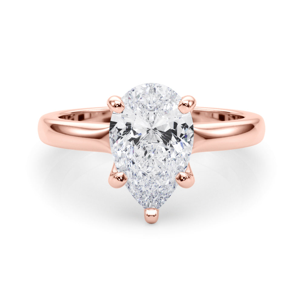 Couture Solitaire Shape Pear Diamond Engagement Ring — 9K/18K Gold & Platinum