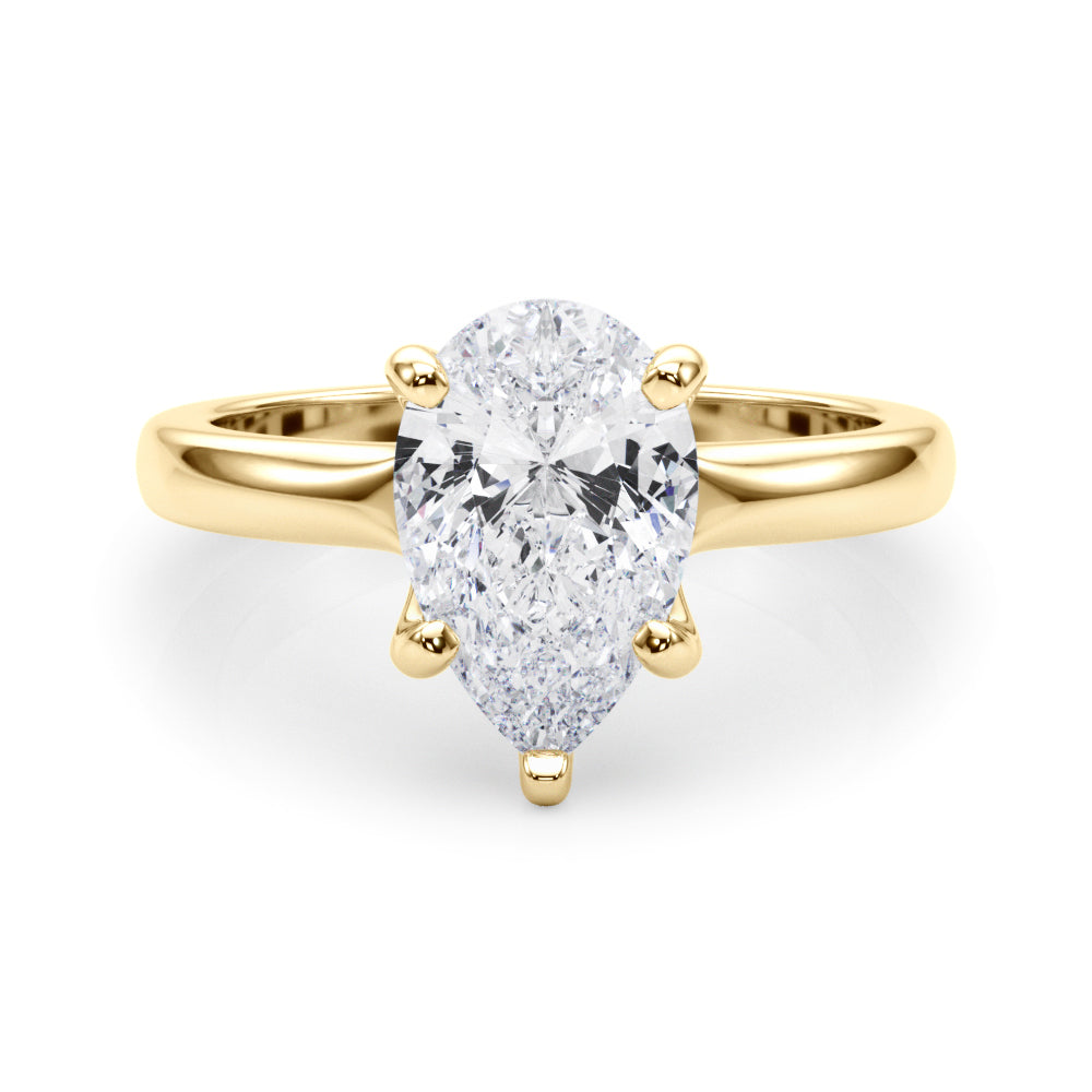 Couture Solitaire Shape Pear Diamond Engagement Ring — 9K/18K Gold & Platinum