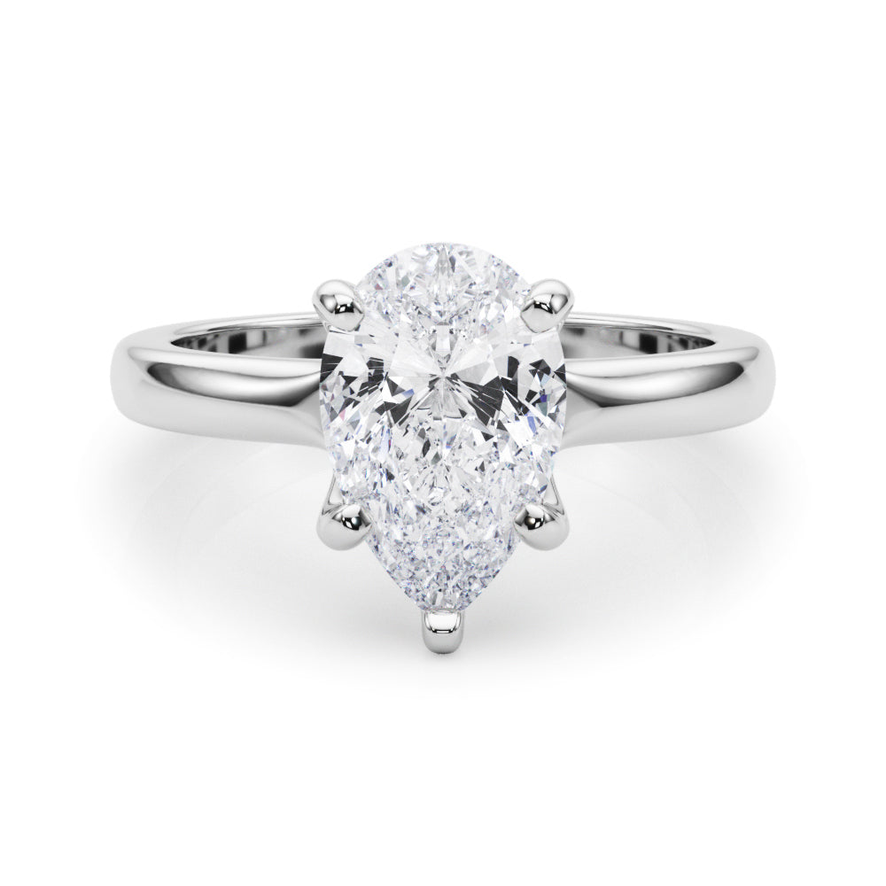 Couture Solitaire Shape Pear Diamond Engagement Ring — 9K/18K Gold & Platinum