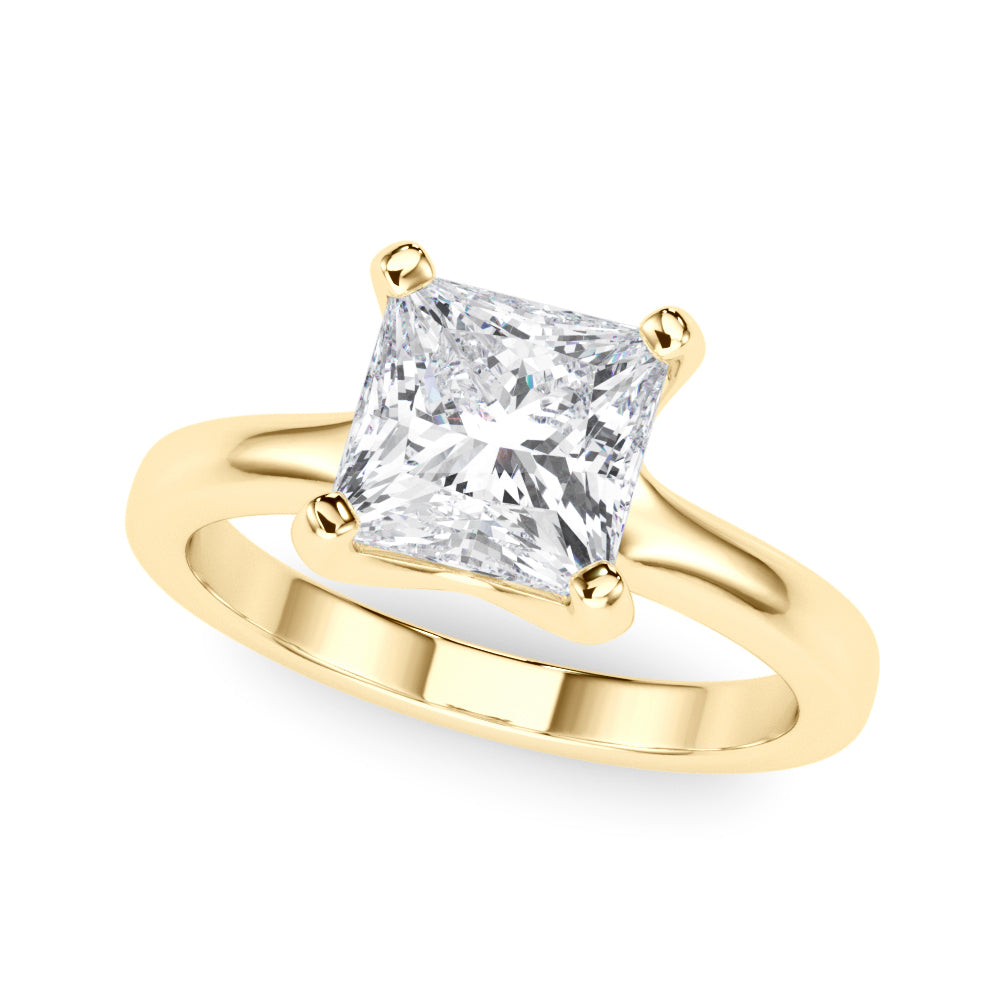 Romantic Solitaire Cut Princess Diamond Engagement Ring — 9K/18K Gold & Platinum