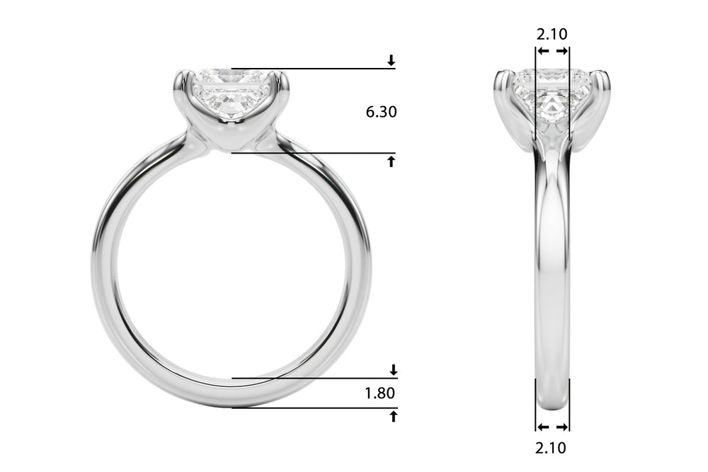 Romantic Solitaire Cut Princess Diamond Engagement Ring — 9K/18K Gold & Platinum