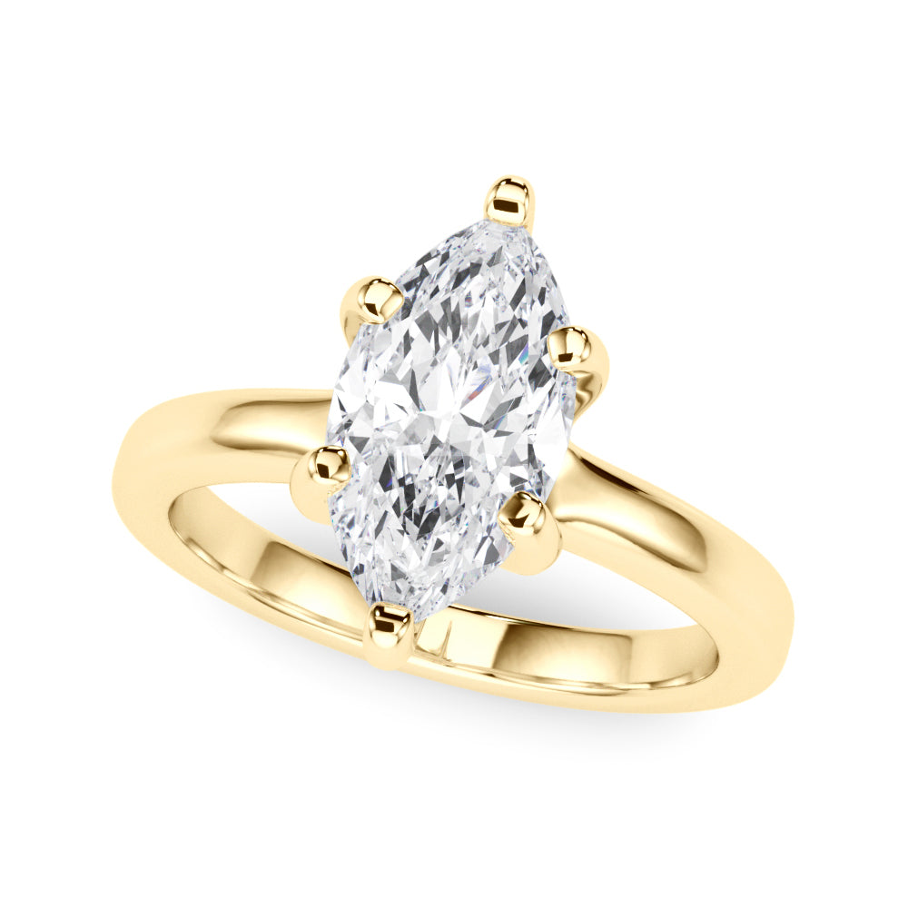 Lab-Grown D-VVS Marquise Cut Diamond Solitaire Engagement Ring. 