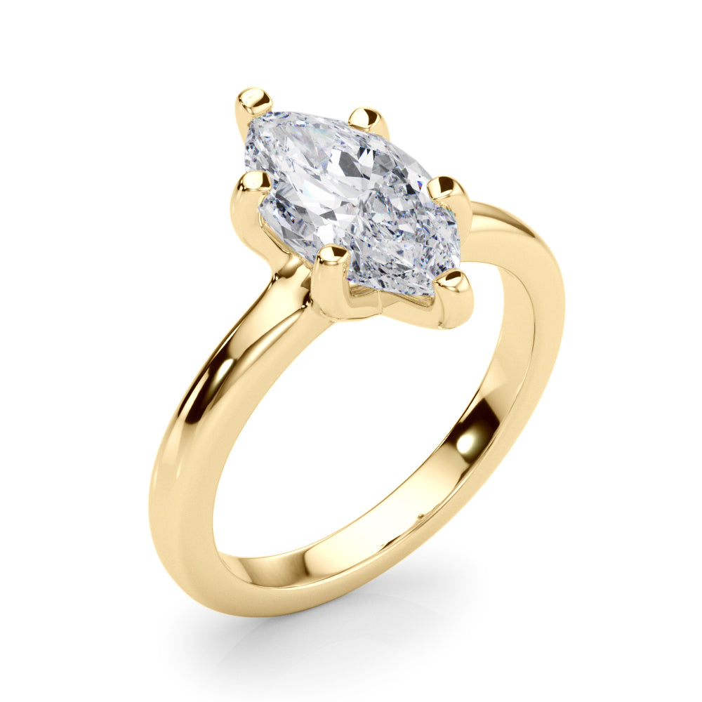 Lab-Grown D-VVS Marquise Cut Diamond Solitaire Engagement Ring. 