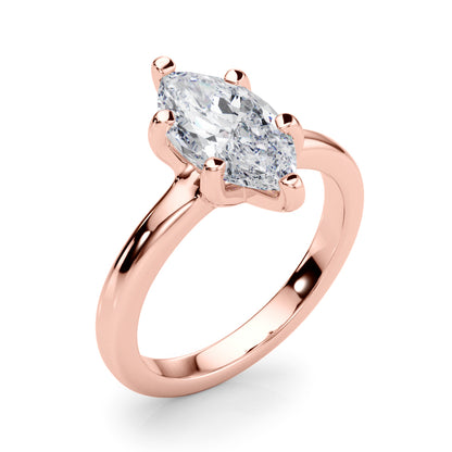 Lab-Grown D-VVS Marquise Cut Diamond Solitaire Engagement Ring. 