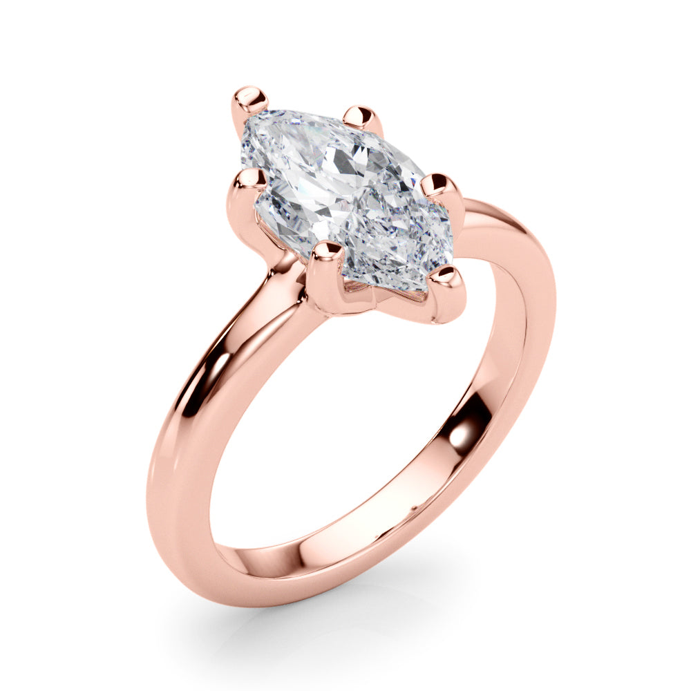 Lustrous Solitaire Marquise Diamond Engagement Ring — 9K/18K Gold & Platinum