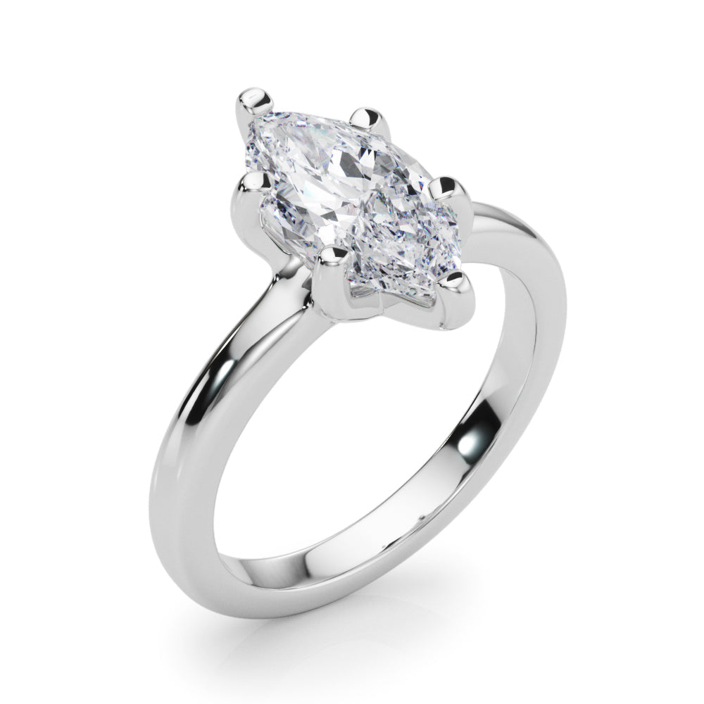 Lustrous Solitaire Marquise Diamond Engagement Ring — 9K/18K Gold & Platinum