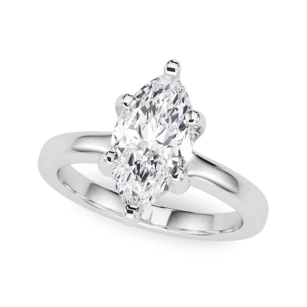 Lab-Grown D-VVS Marquise Cut Diamond Solitaire Engagement Ring. 