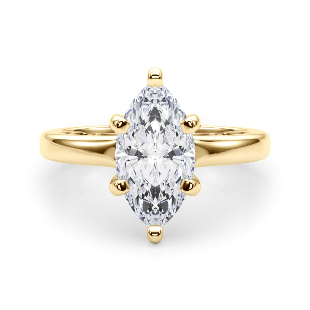 Lab-Grown D-VVS Marquise Cut Diamond Solitaire Engagement Ring. 