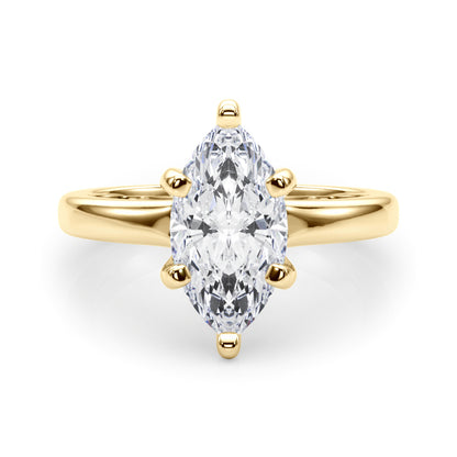 Lab-Grown D-VVS Marquise Cut Diamond Solitaire Engagement Ring. 