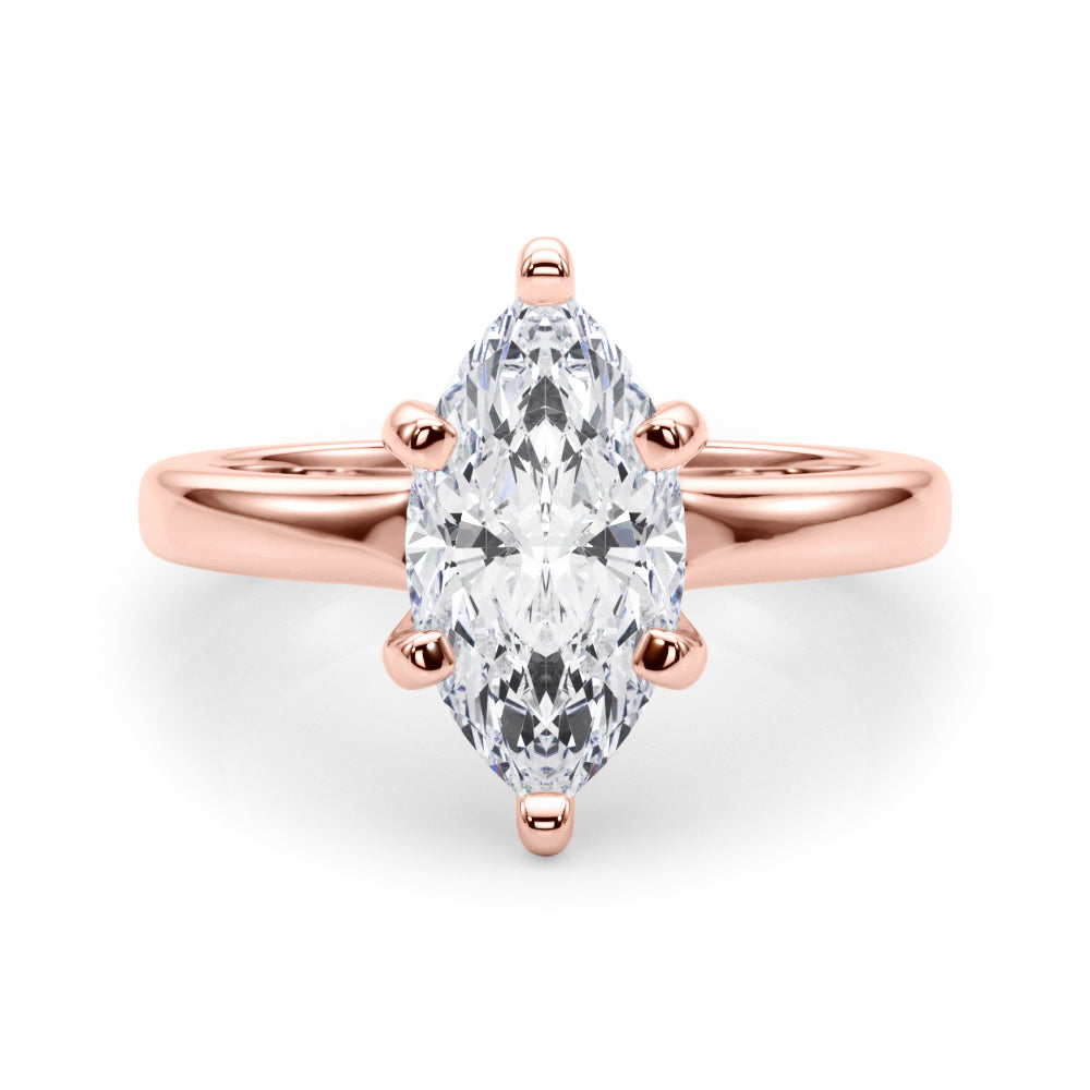 Lab-Grown D-VVS Marquise Cut Diamond Solitaire Engagement Ring. 