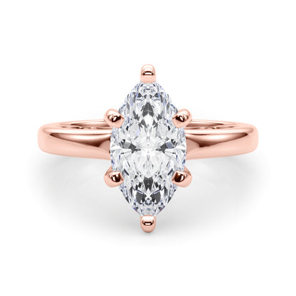 Lab-Grown D-VVS Marquise Cut Diamond Solitaire Engagement Ring. 