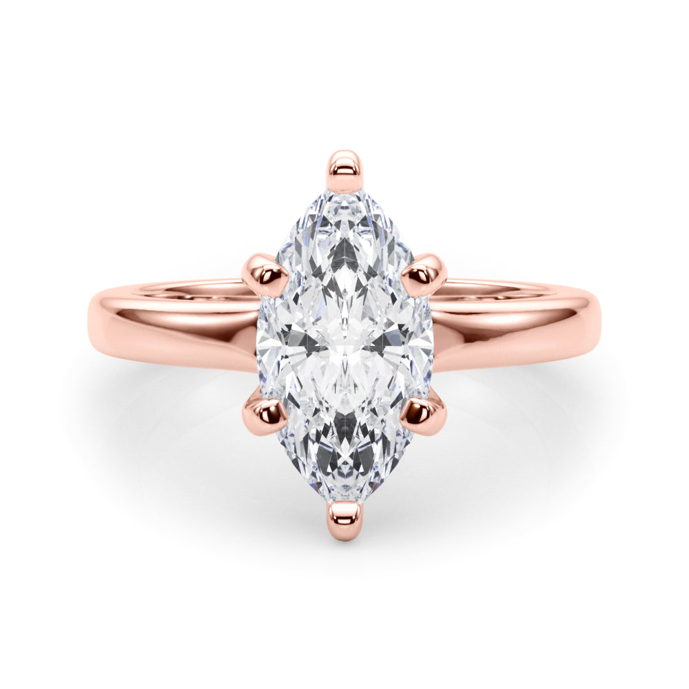 Lustrous Solitaire Marquise Diamond Engagement Ring — 9K/18K Gold & Platinum
