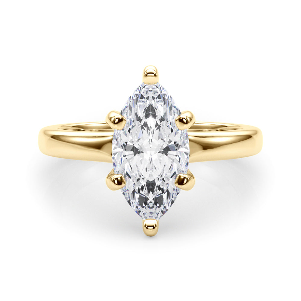 Lustrous Solitaire Marquise Diamond Engagement Ring — 9K/18K Gold & Platinum