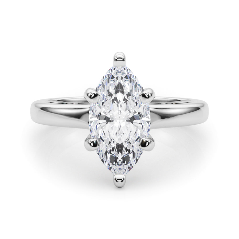 Lab-Grown D-VVS Marquise Cut Diamond Solitaire Engagement Ring. 