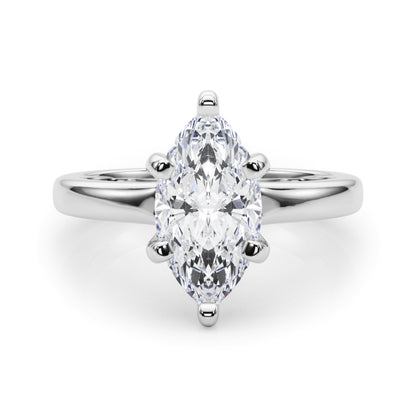 Lab-Grown D-VVS Marquise Cut Diamond Solitaire Engagement Ring. 