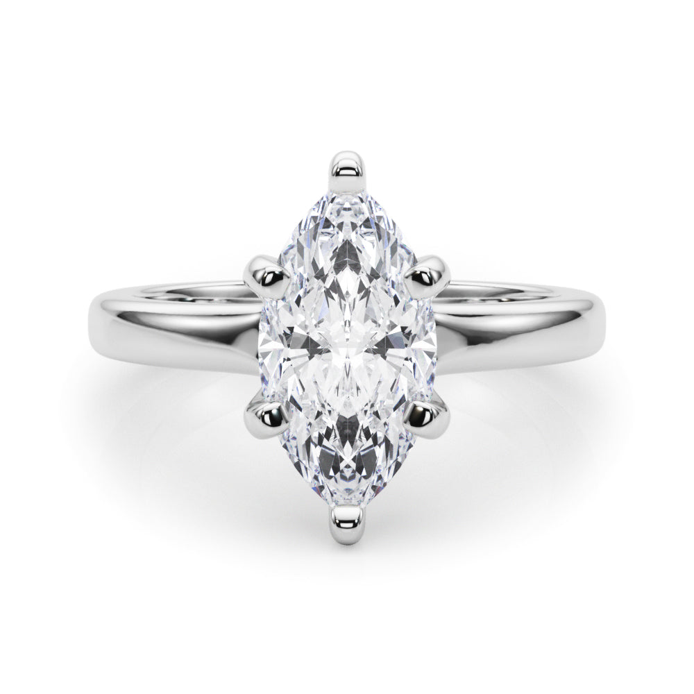 Lab-Grown D-VVS Marquise Cut Diamond Solitaire Engagement Ring. 
