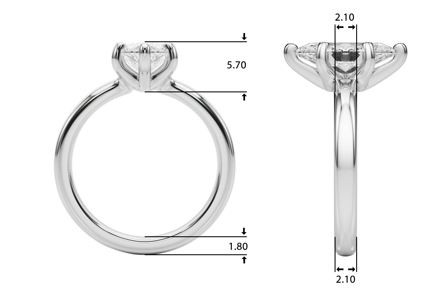 Lustrous Solitaire Marquise Diamond Engagement Ring — 9K/18K Gold & Platinum