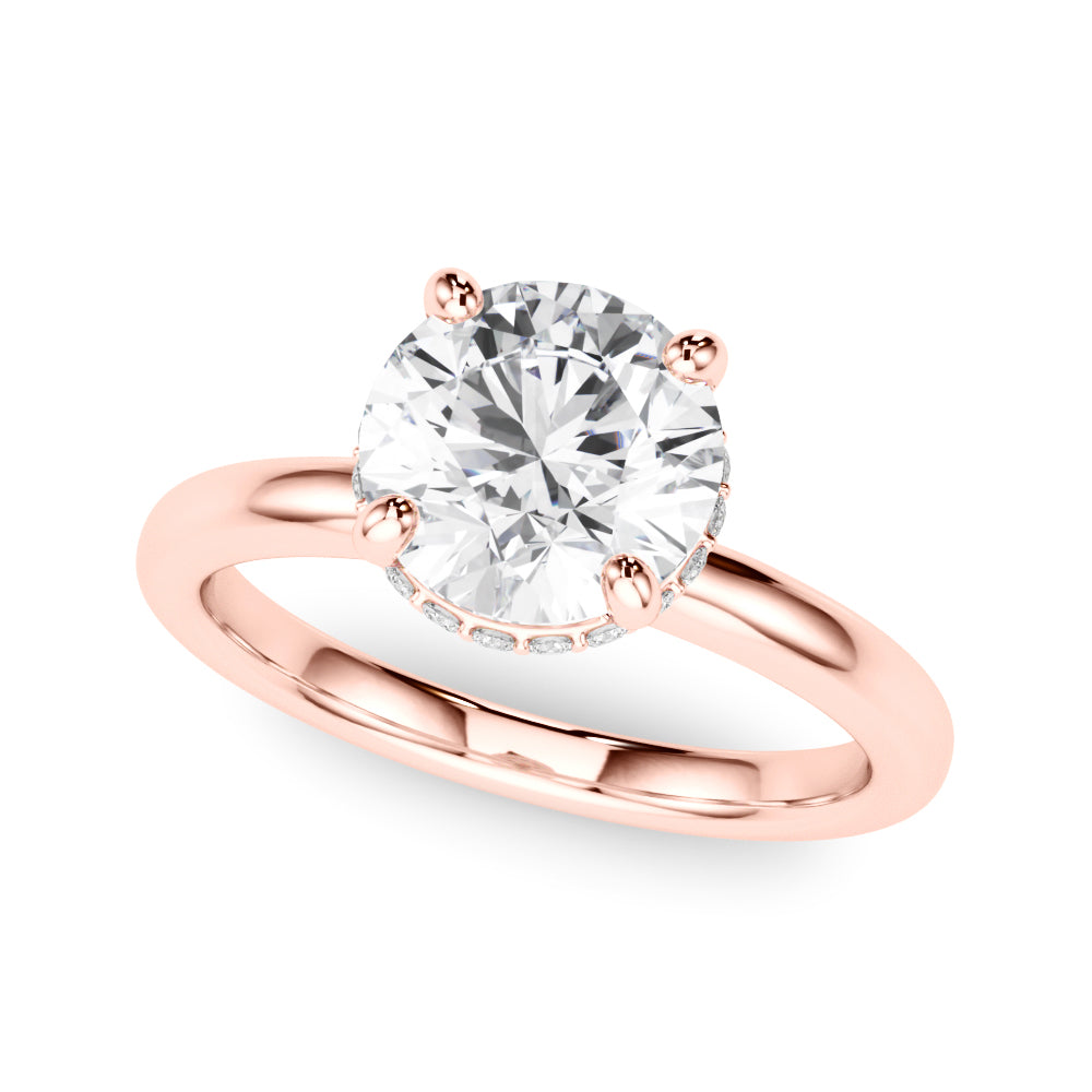 Opulent Rd Center Ps & Rd Sides Round Diamond Engagement Ring — 9K/18K Gold & Platinum
